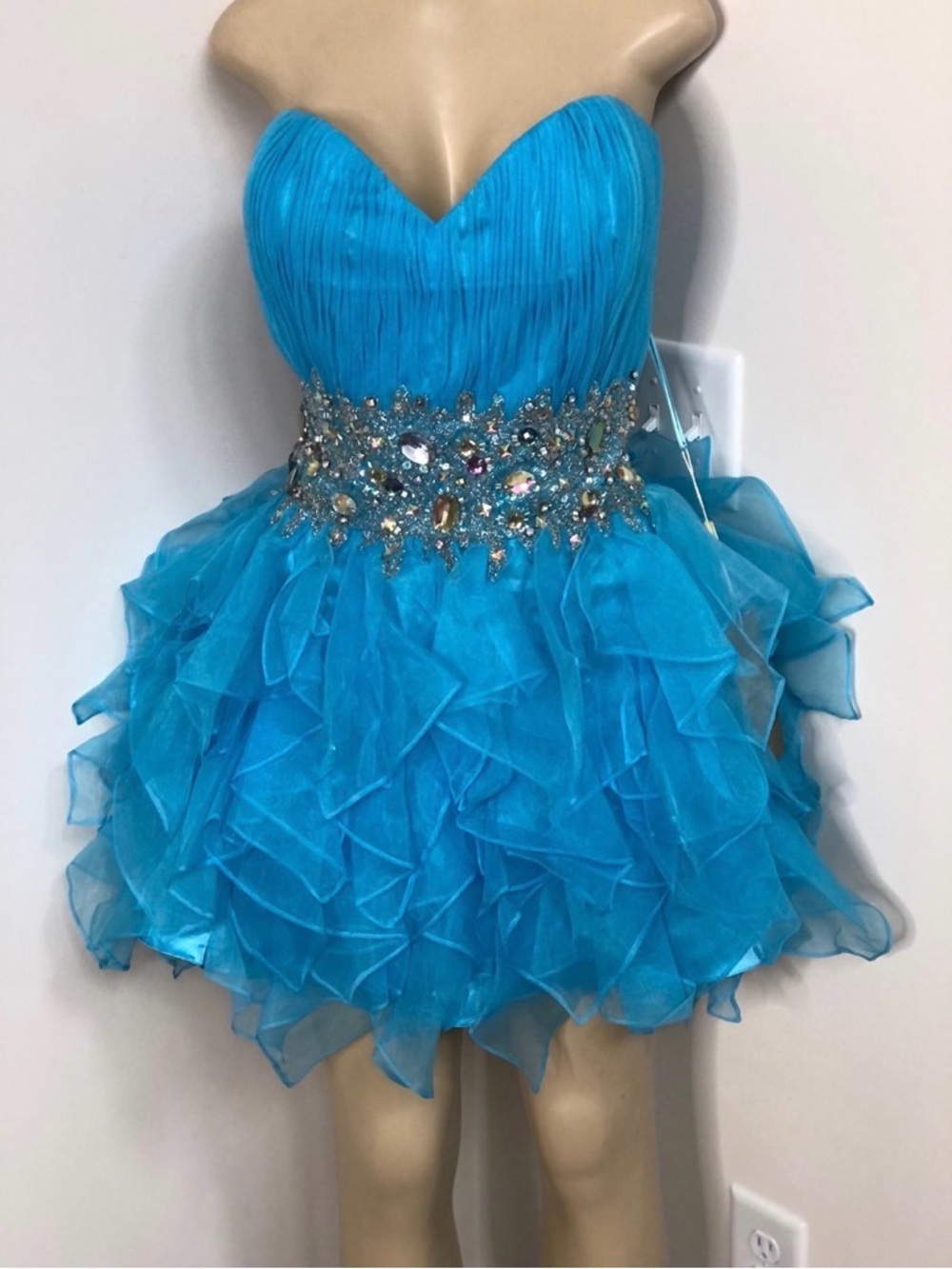 Plus size Aspeed blue chiffon tulle jeweled Dress